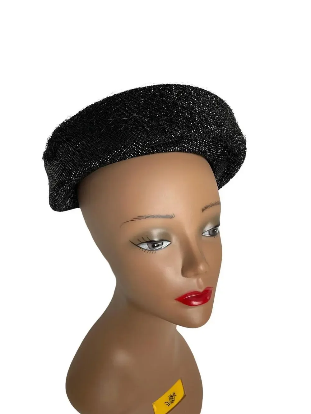 Vintage 60s Black Wool Felt Hat: Glittery Brim Henry Pollak Glenover (22 Inches)
